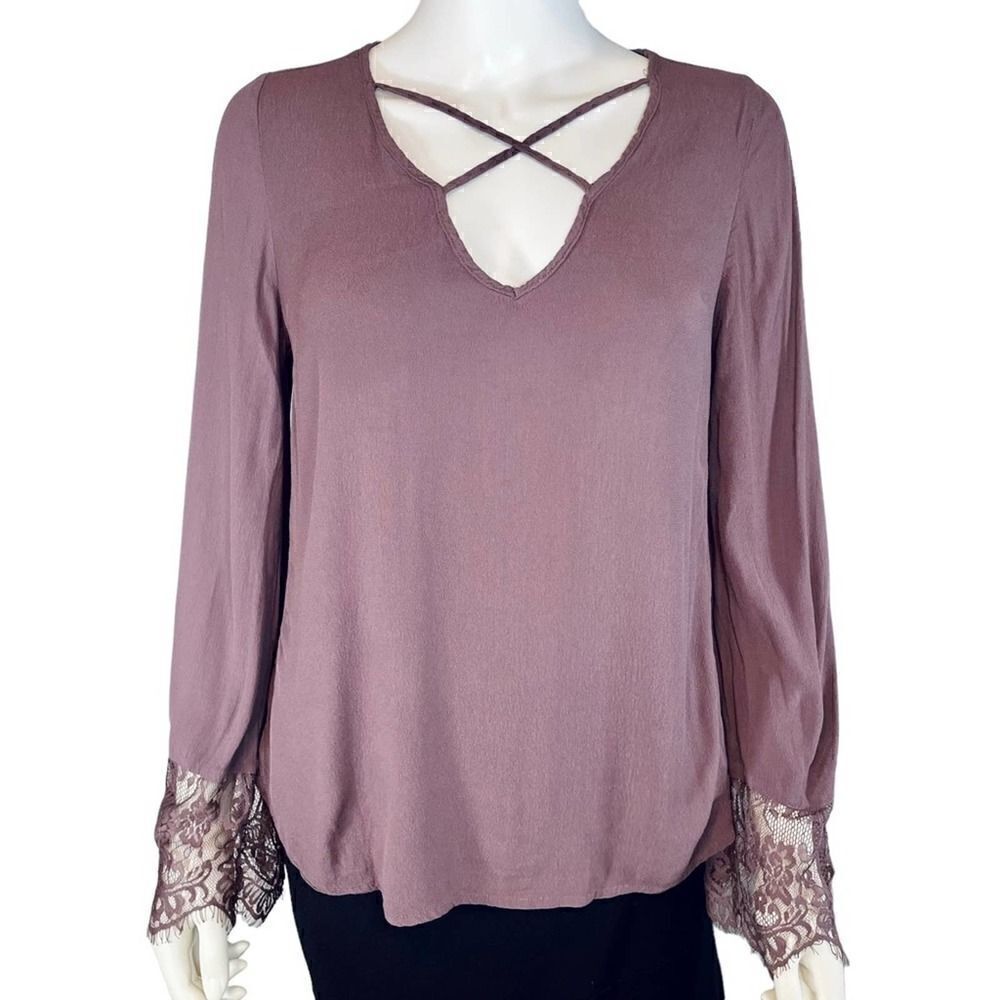 Rue21 Mauve Laced Long Sleeve Blouse Top Small